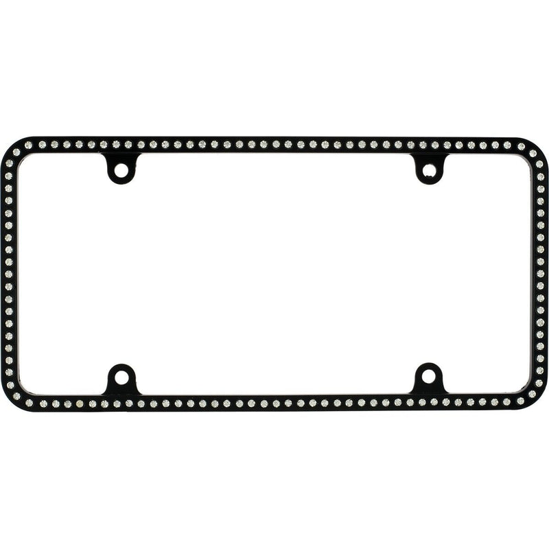 Swarovski Clear Crystal Bling Slim license plate frame Inlay Black Frame