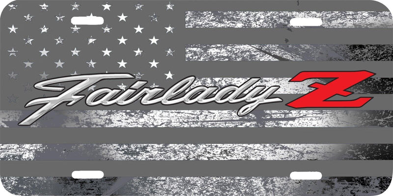 NISSAN FAIRLADY Z LOGO GRAY GRAY AMERICAN FLAG VEHICLE LICENSE PLATE CAR TAG