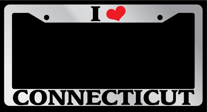 Chrome License Plate Frame I Heart Connecticut Auto Accessory 1197  Mod-GRAPH9856236-4396