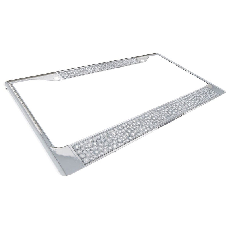 Premium Chrome Mix Clear Bling Crystal Diamond License Plate Frame for Car-Truck