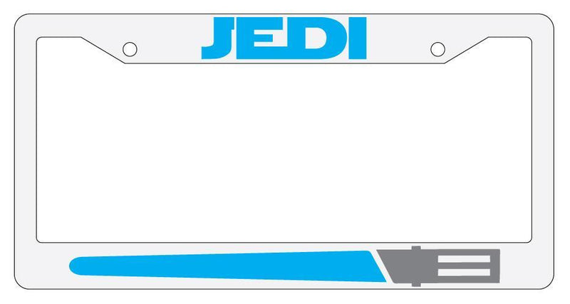 Jedi LIGHT BLUE White Plastic License Plate Frame Star Wars  Mod-GRAPH9856236-2141