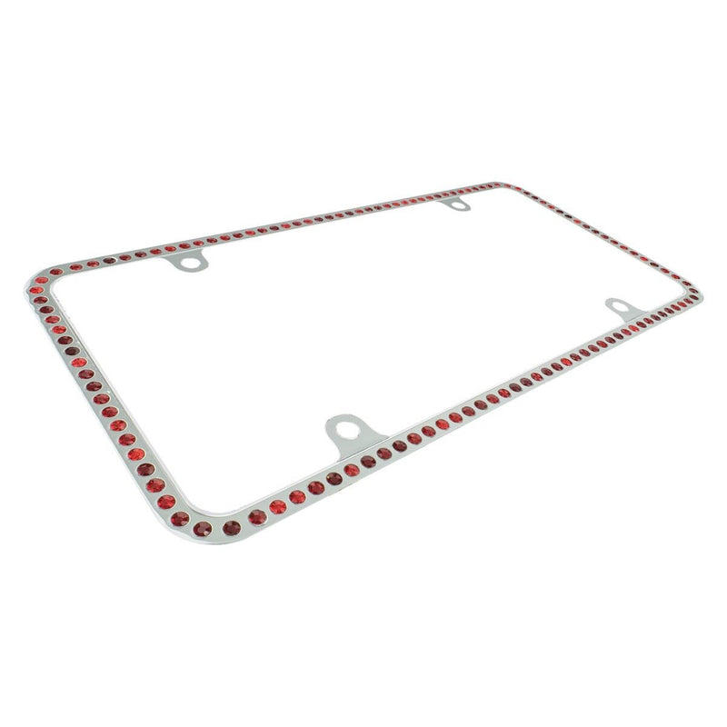 Swarovski Red Crystal Bling Slim license plate frame Inlay With Screw Caps
