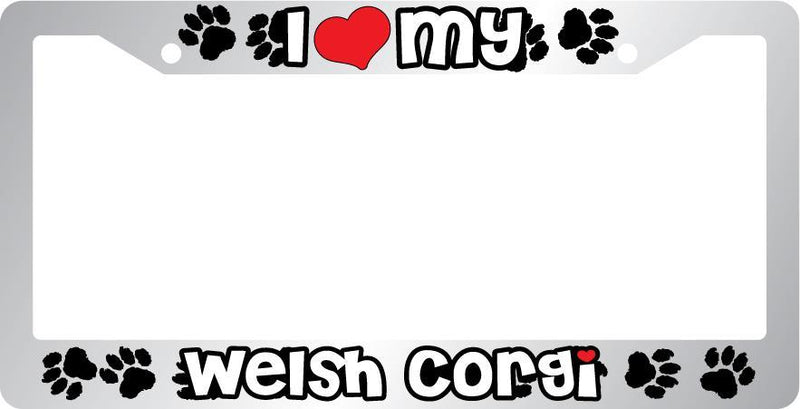 Chrome License Plate Frame I Heart My Welsh Corgi Auto Accessory Peticular  Mod-GRAPH9856236-6879