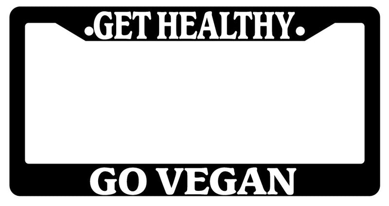 Get Healthy Go Vegan Black Plastic License Plate Frame Auto  Mod-GRAPH9856236-10299