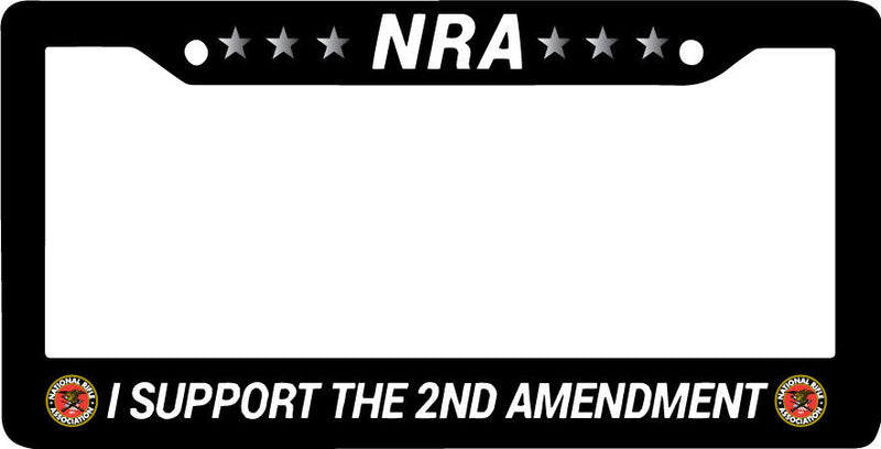 NRA I SUPPORT THE 2ND SECOND AMENDMENT RIFLE GUN Black License Plate Frame NEW