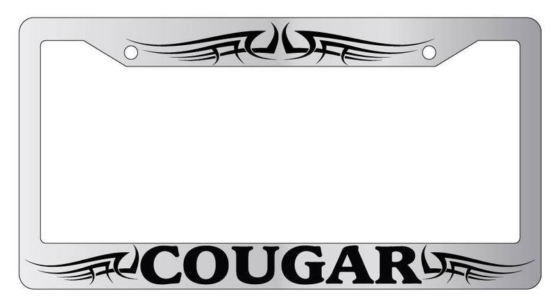 Chrome License Plate Frame COUGAR TRIBAL 