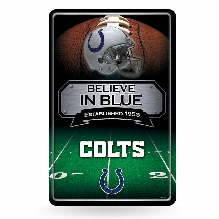 RICO NFL Indianapolis Colts Embossed Metal Wall Sign Large 11"x 17" Man Cave