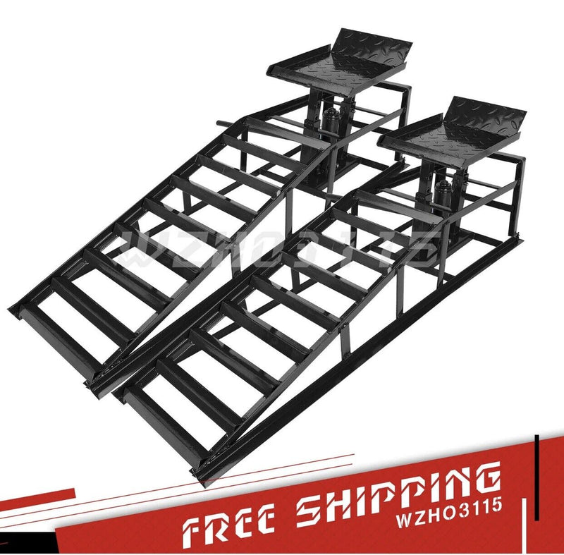 New 2X Hydraulic Car Rampshydraulic Vertical Ramps 5t/11000lb Black