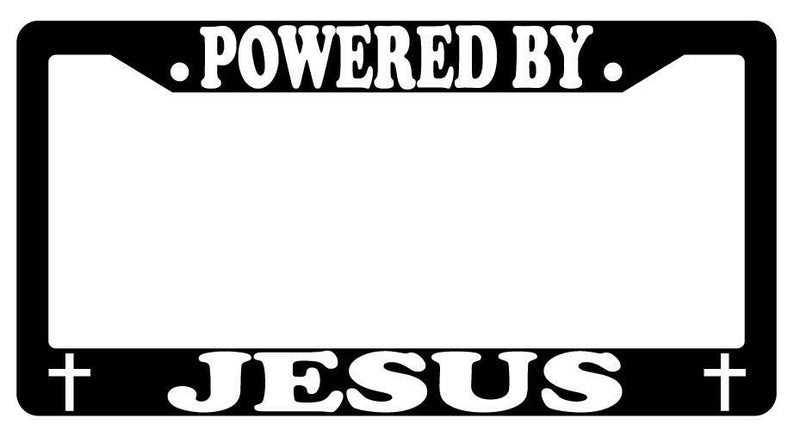 Powered By Jesus Black Plastic License Plate Frame  Mod-GRAPH9856236-203