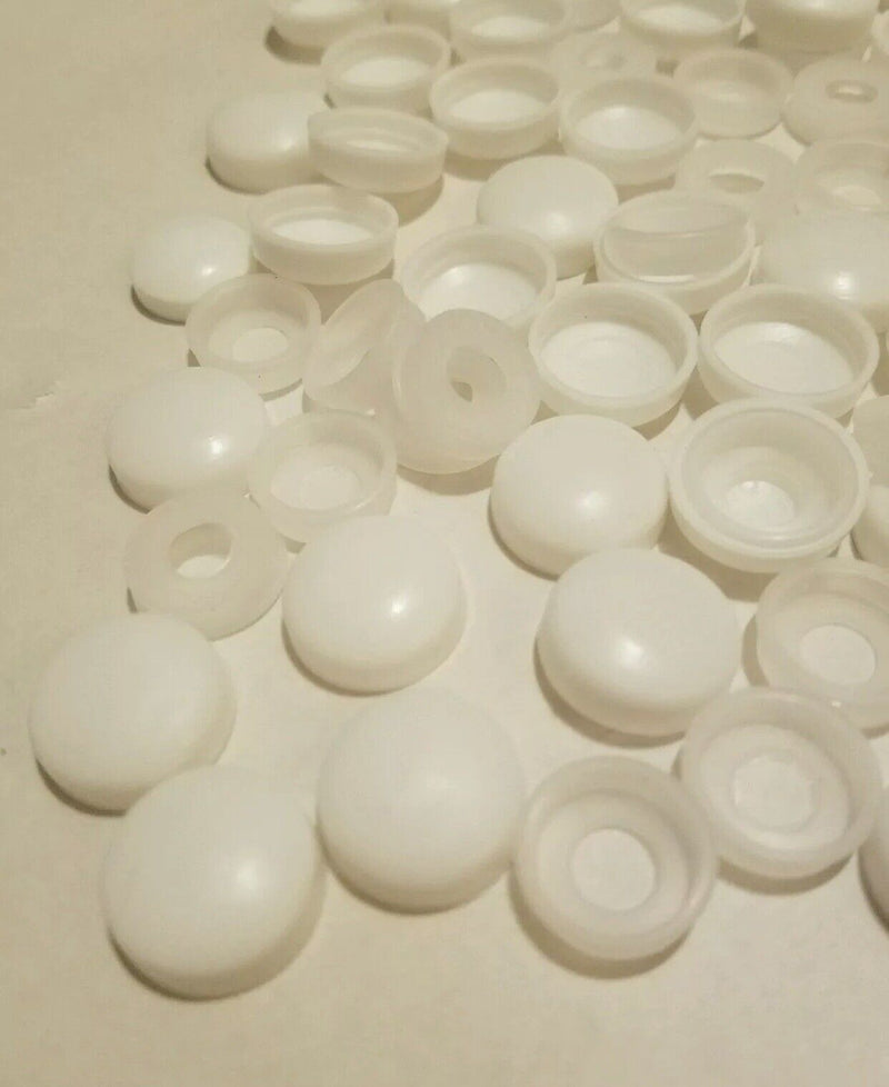 25 set smooth White License Plate Frame Screws Snap on Caps Bolt Covers Bulk Lot
