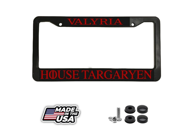 Valyria House Targaryen for Game of Thrones Black Plastic License Plate Frame