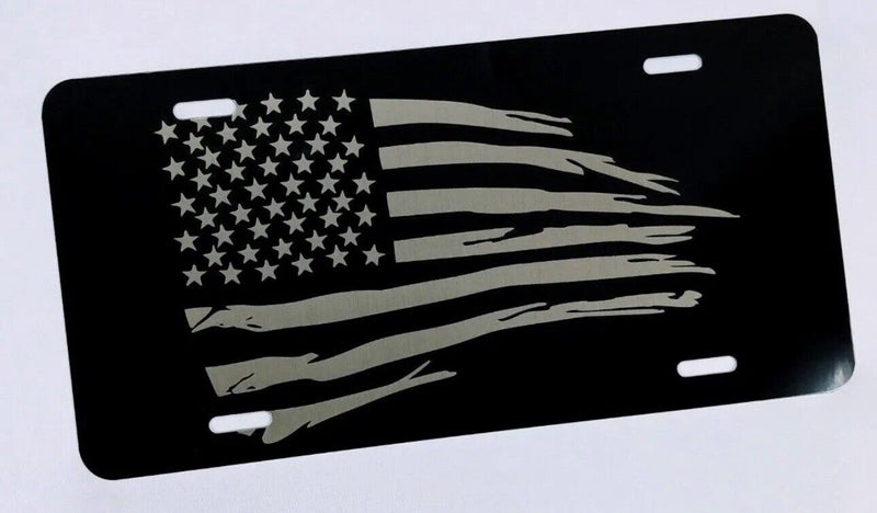 American Flag usa aluminum license plate laser etched car front tag Man cave