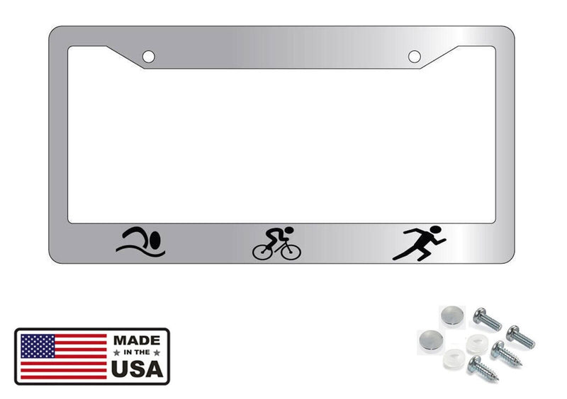 Chrome License Plate Frame TRIATHLON LOGOS ONLY Auto Accessory