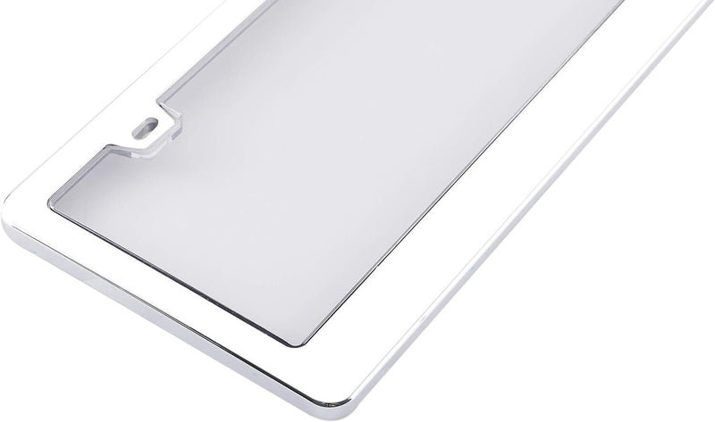 Clear 2 Holes Combo Chrome License Plate Cover Patent Design Fits All Cars