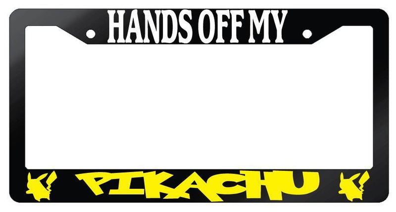 Hands Off My For Pikachu Glossy Black Plastic License Plate Frame  Mod-GRAPH9856236-7347