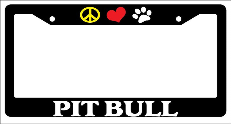 Black License Plate Frame Peace Love Paw Pit Bull Auto Accessory Novelty 503  Mod-GRAPH9856236-1098