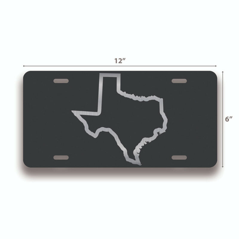 Texas State Outline License Plate Tag Vanity Front Aluminum 6 Inch By 12 Inch