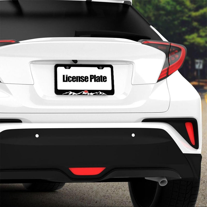 Mountains Sunset Black Stainless Steel License Plate Frame Including Hardware