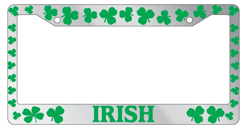 Chrome License Plate Frame Shamrocks Irish Green Auto Accessory Novelty  Mod-GRAPH9856236-5370