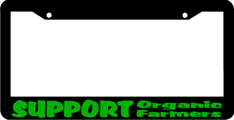 Green SUPPORT ORGANIC FARMERS License Plate Frame