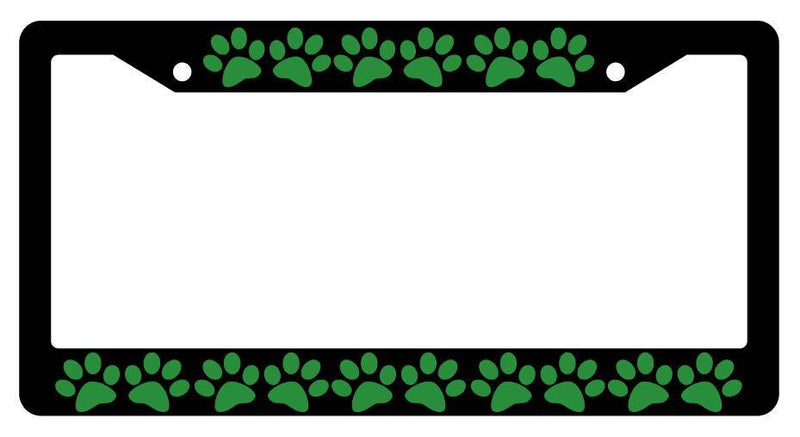 Black License Plate Frame PUPPY FEET (GREEN) Auto Accessory  Mod-GRAPH9856236-2032