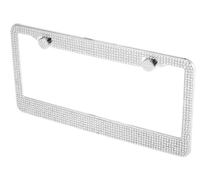 Bling License Plate Frame White Crystal Sparkling Rhinestone Car SUV Front Rear