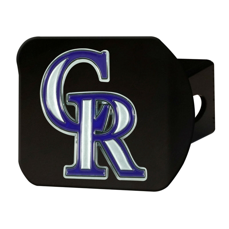 MLB Colorado Rockies 3D Color on Black Metal Hitch Cover