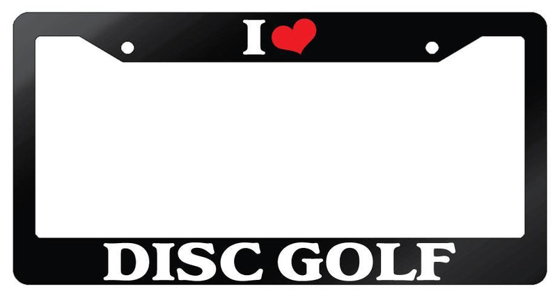 I Heart Disc Golf Glossy Black License Plate Frame Auto Accessory  Mod-GRAPH9856236-7303