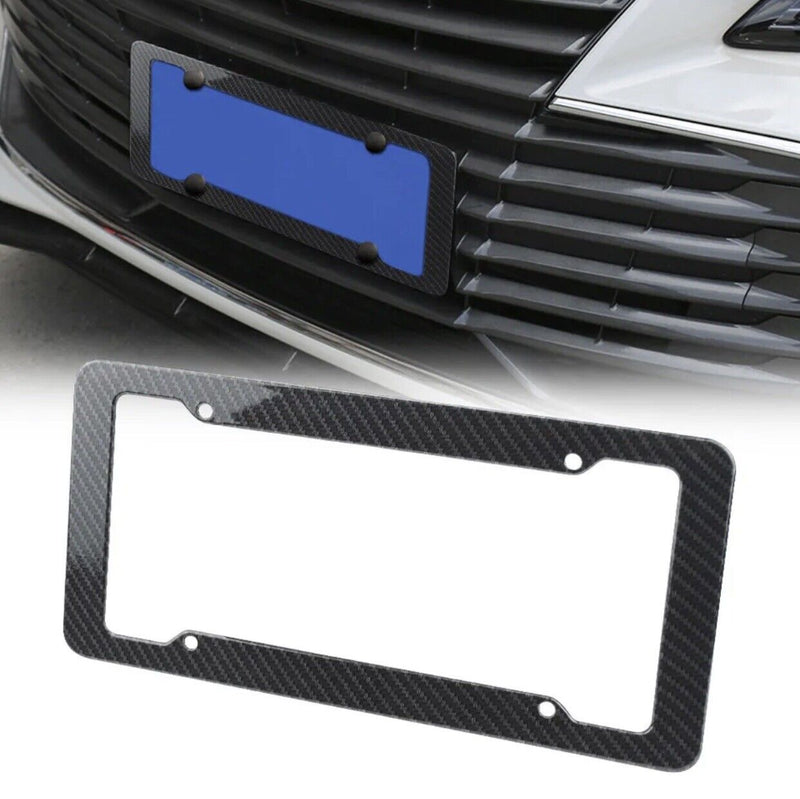 2PCS Car Auto Plastic Carbon Fiber License Plate Holder Frame Set Universal