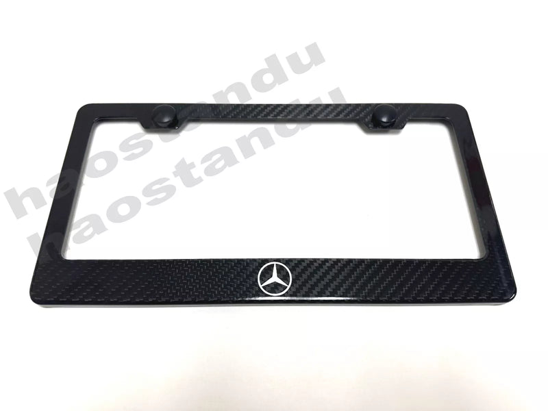 1x Mercedes Logo Real 3K TwillWeave CARBON FIBER License Plate Frame Holder