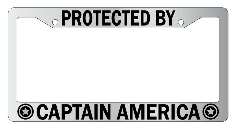 Protected By Captain America Chrome License Plate Frame Auto For Marvel  Mod-GRAPH9856236-6791