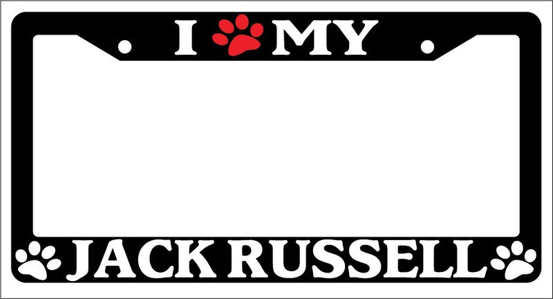Black License Plate Frame I Heart My Jack Russell (Paw) Auto Accessory 432  Mod-GRAPH9856236-1163