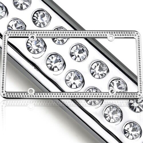 Swarovski Clear Crystal Bling license plate frame Inlay With Matching Screw Caps