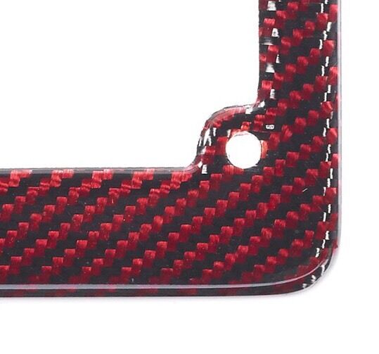 Real 100% Red Carbon Fiber Motorcycle License Plate Frame With Free Caps v2