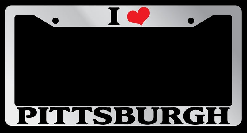 Chrome License Plate Frame "I Heart Pittsburgh" Auto Accessory Novelty 2533  Mod-GRAPH9856236-6196