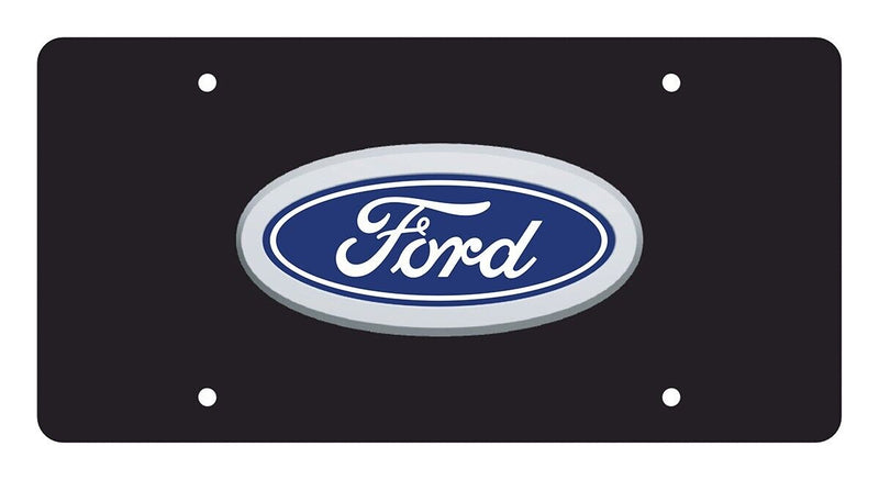 Ford Trucks Size 3D Logo Black Stainless Steel License Plate