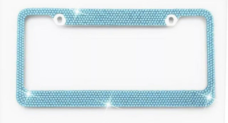 Aqua "Crystal" Metal Bling Blue License Plate Frame**US SELLER**