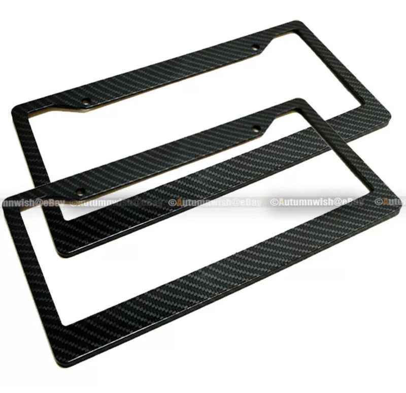 Front & Rear Bracket 2pcs Set Glossy Carbon Fiber Painted License Plate Frames