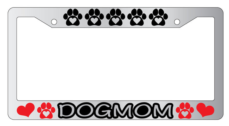 Dog Mom Heart Paws Design 2A Chrome METAL License Plate Frame  Mod-GRAPH9856236-9598
