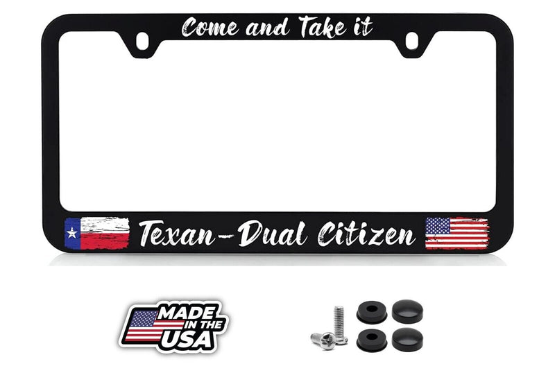 Texas Black Stainless Steel Metal License Plate Frame - Come and Take it