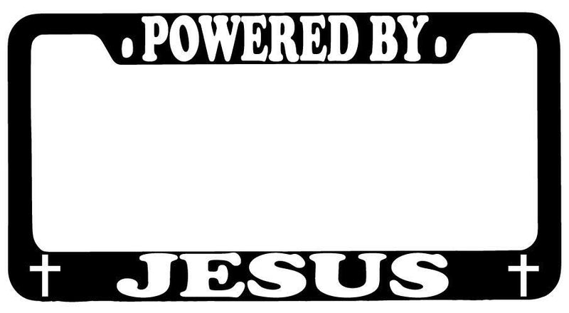Powered By Jesus Black METAL License Plate Frame  Mod-GRAPH9856236-7984