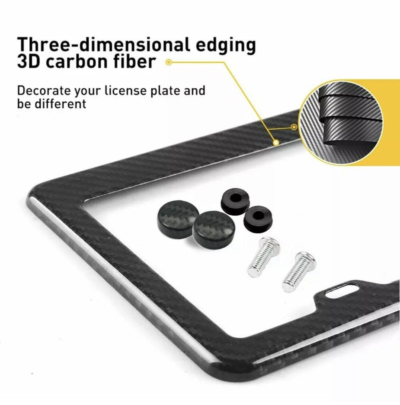 Real 100% Carbon Fiber License Plate Frame Cover Orignal 3K With Free Caps v2