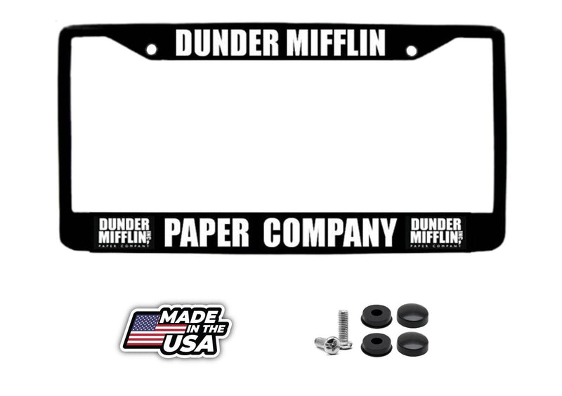 THE OFFICE FANS! "DUNDER MIFFLIN/PAPER COMPANY" BLACK LICENSE PLATE FRAME