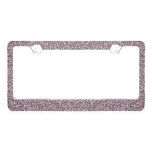 Rocking Bling Crystal Diamond Rhinestone License Plate Frame Light Pink / Silver
