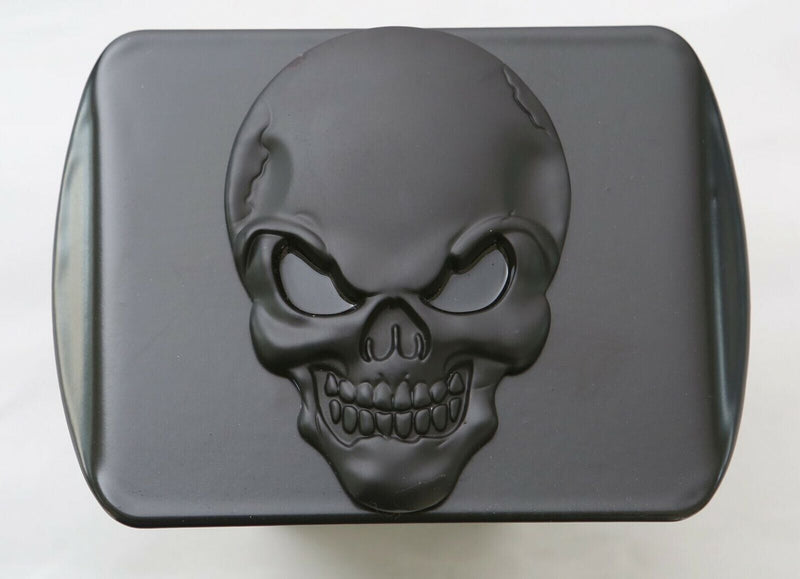 Metal Skull 3D Emblem Trailer Hitch Cover Fits 2" Receivers Black Including Pin