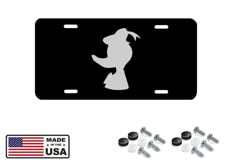 The Duck Logo Car Tag Diamond Etched on Black Aluminum License Plate