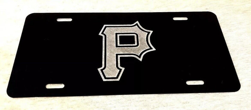 Pittsburgh Pirates P Car Tag Diamond Etched on Aluminum License Plate