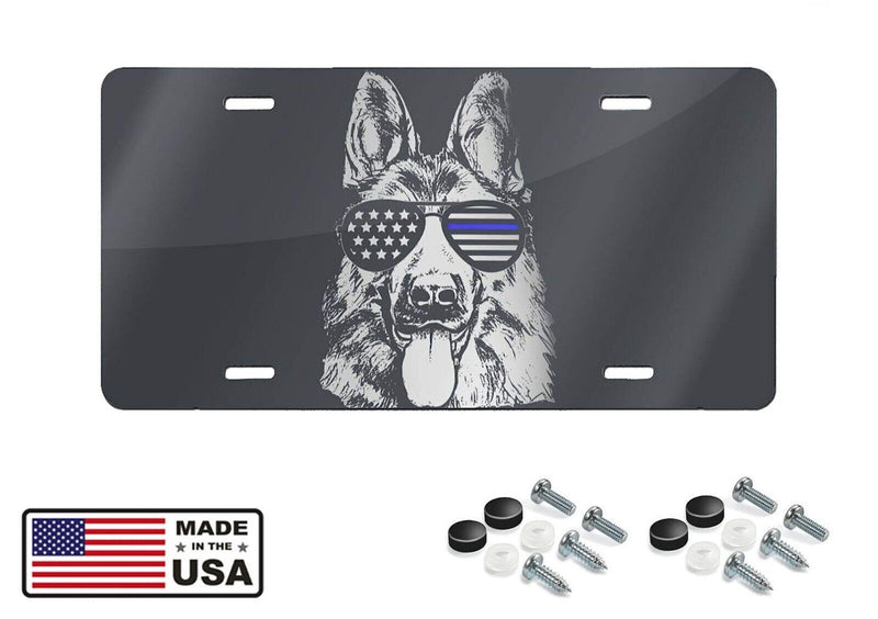 K9 Police American Flag German Shepherd Thin Blue Line Novelty License Plate