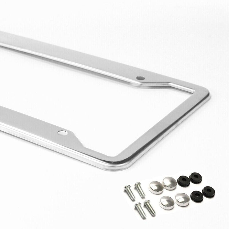 Metal License Plate Frame Cover Screw Caps Chrome 304 Stainless Steel