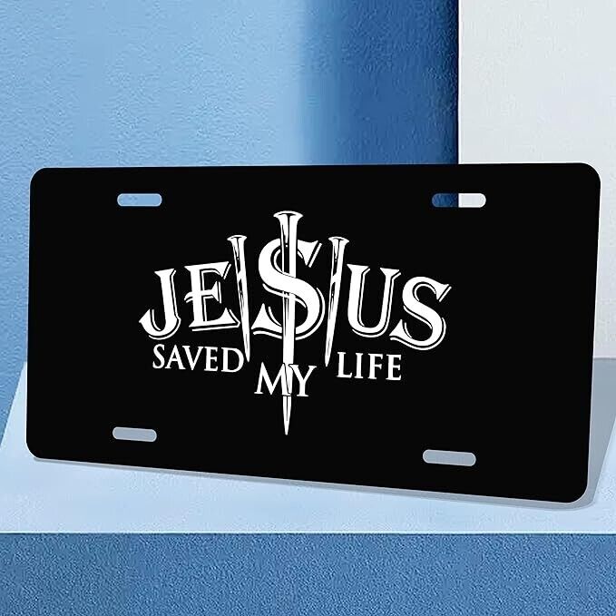 Jesus Saved My Life Christian Metal License Plate Including Mounting Hardware